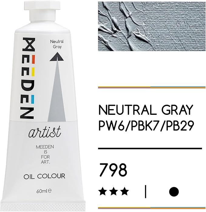 MEEDEN Artist Grade Oil Paint: Neutral Gray - 60ml/2oz Tube - Professional Art Paints for Canvas Painting