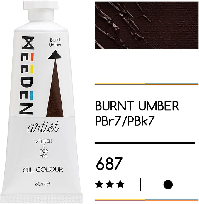 MEEDEN Artist Grade Oil Paint: Burnt Umber - 60ml/2oz Tube - Professional Art Paints for Canvas Painting