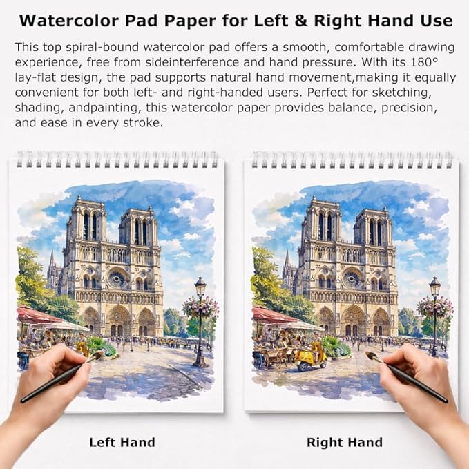 Soucolor Sketchbook 8.5x11 Hard Cover Spiral Bound, 100 Sheets 68lb/100gsm Thick Acid-Free Drawing Paper Lay Flat Sketch Pad Art Notebook for Adults Artists Teachers Students Classroom