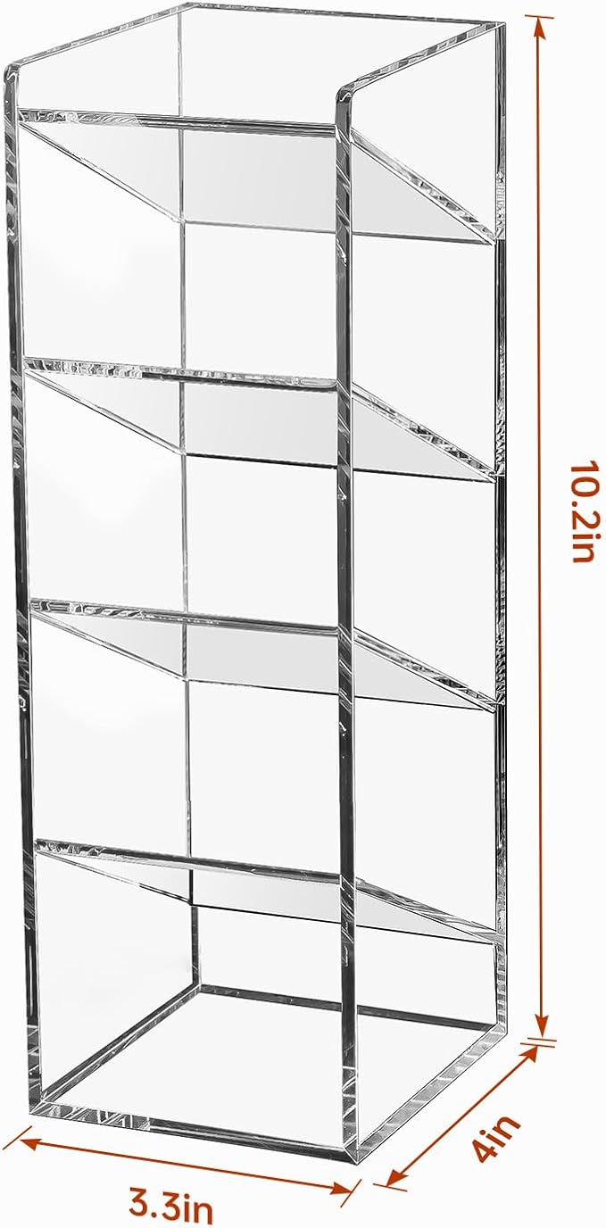 BEYGORM Acrylic Vertical Marker Organizer for 50 Markers with 5 Compartments, Clear Angled Pen & Pencil Holder, Large Desk Stationery & Art Supply Storage for Office & School (10.2 x3.3 x 4 Inch)