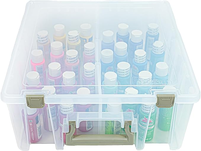 ArtBin 6990AB Super Satchel Double Deep Compartment Box - Art Storage with 8 Removable Compartments, Smart Closure for Craft Supplies (Gold- Pack of 1)