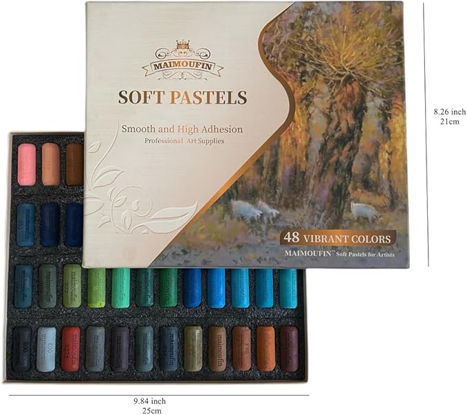 Soft Pastels for Artists Highly Pigmented Sticks 48 Vibrant Colors Professional Grade Art Supplies Smooth Blendable Pastels Set for Drawing,Painting Artists,Beginner