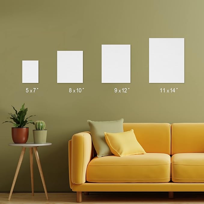 PHOENIX 24 Pack Canvases for Painting - 5x7, 8x10, 9x12, 11x14 Inch, 8 Oz Triple Primed 100% Cotton Flat Canvas Boards White Blank Canvas Panels Multi Size Bulk Pack for Acrylic & Oil Paints