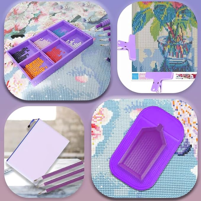 NLXCXUCY 244Pcs Diamond Art Accessories Kit All-Inclusive Diamond Painting Tool Set with A2 Diamond Painting Light Pad,Diamond Art Sealer Glue, Diamond Correction Pens, Storage Box for DIY Craft