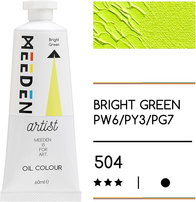 MEEDEN Artist Grade Oil Paint: Bright Green - 60ml/2oz Tube - Professional Art Paints for Canvas Painting