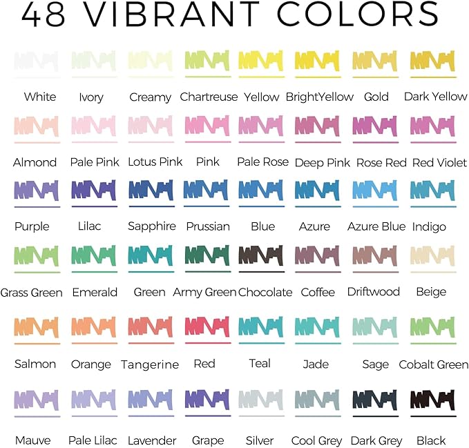Artecho Acrylic Paint Markers 48 Colors with Bag, Acrylic Paint Pens with Brush Tip and Fine Tip for Stone, Rock Painting, Paper, Pumpkin, Wood, Egg, Canvas, Ceramic, Fabric, leather, Glass