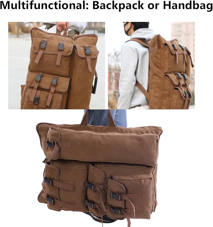 Walfront Art Portfolio Artist Backpack Coffee Canvas Artist Portfolio Carry Case Storage Backpack, Art Supply Tote Bag with Handheld Strap Multi-functional Sketching Drawing Painting Portfolio, 4K