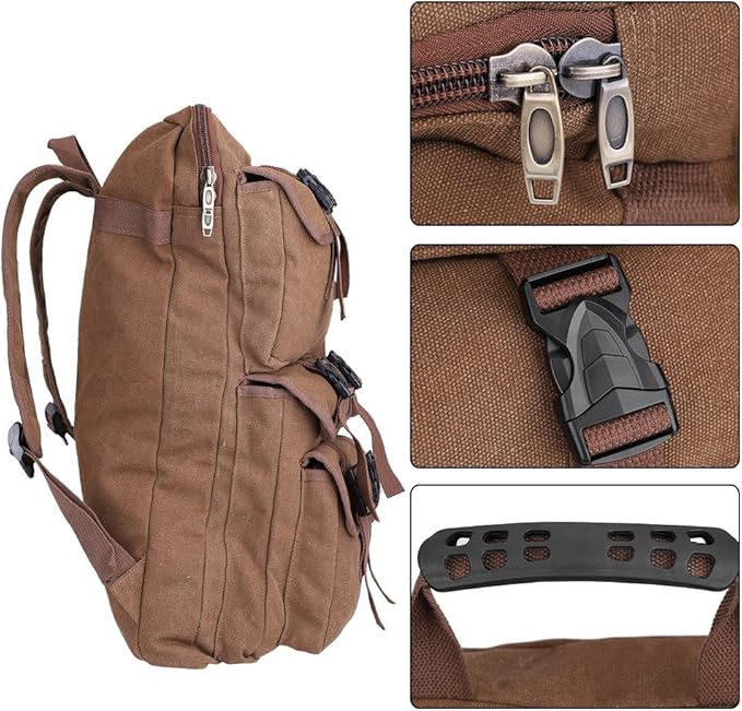 Walfront Art Portfolio Artist Backpack Coffee Canvas Artist Portfolio Carry Case Storage Backpack, Art Supply Tote Bag with Handheld Strap Multi-functional Sketching Drawing Painting Portfolio, 4K