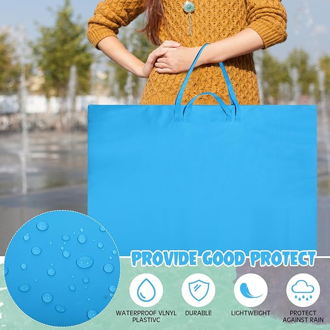 Abbylike 1 Pcs 48 x 36 Inch Art Portfolio Bag Large Size Art Supply Bag with Nylon Shoulder Waterproof Poster Board Painting Drawing Sketch Storage Carry Case for Artwork Gift Supplies (Blue)