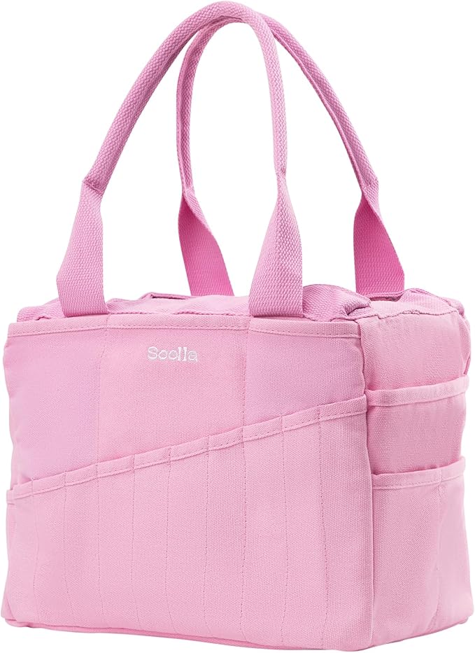 Soolla Studio Bag: Craft Organizer & Pottery Tool Bag, Washable Art Supply Tote, Knitting Yarn, Crochet Projects, 30 Pockets, 20+ Canvas Colors, Artist Gift for Adults (Flirty Flamingo)