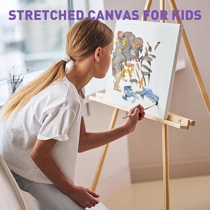 ESRICH 20x20 Stretched Canvas for Painting, 3 Pack Square Canvas for Painting Primed Acid-Free Framed Blank Canvas, Art Canvases for Beginners & Artists to Paint Oil, Acrylic, Pouring Painting.