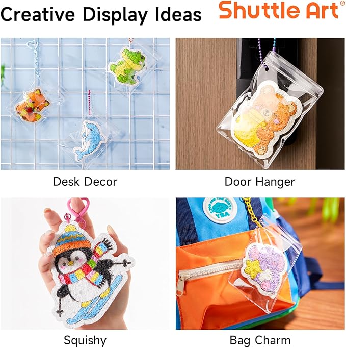Shuttle Art 63 Pcs Magic Foam Texture Painting Kit – Animal Series: 15 Animal Foam Pieces, Coloring Book with 15 Scenes, 12 Acrylic Paint Markers, Magical 3D Effect DIY Art Craft