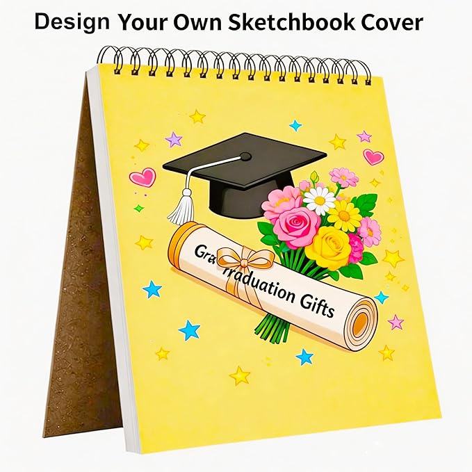 College Graduation Gifts, Nursing Student Essentials, Teacher Appreciation Gifts, Soucolor 9" x 12" Yellow Sketch Book, 1-Pack 100 Sheets Spiral Bound Drawing Paper