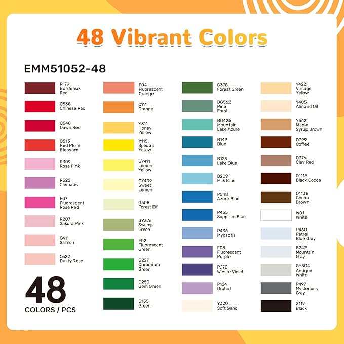 48 Colors Acrylic Paint Markers Brush Tip, Automatic Ink Control Acrylic Paint Pens Waterproof Acrylic Markers Set for Holiday Decorations, Stone, Wood, Glass, DIY & Art Supplies