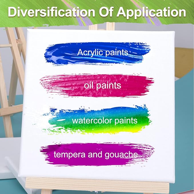 14 Packs Stretched Canvases for Painting, Multi Pack 11x14, 9.44x12, 8x10, 5x7, 4x4, Round Canvas with 8x8,10x10(2 of Each), Blank Primed Canvas, for Oil Paint, Acrylic Paint, for Beginners, Artists.