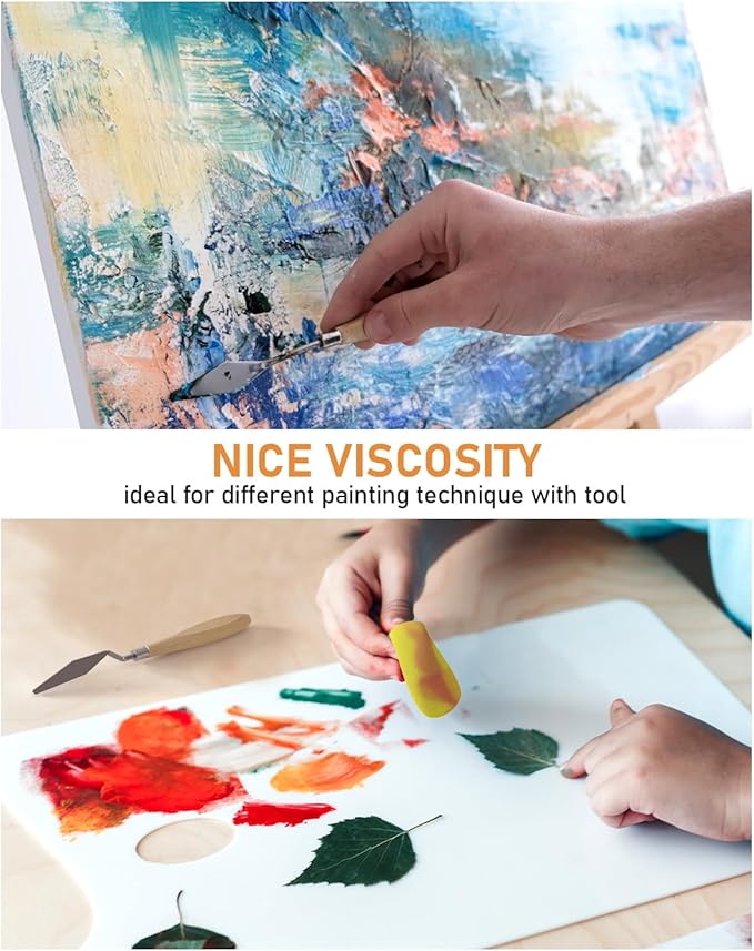 Nicpro 14 Colors Large Bulk Acrylic Paint Set (33.8 oz, 1000 ml) Rich Art Painting Supplies, Non Toxic for Multi Surface Canvas Wood Leather Fabric Stone Craft, for Kid & Adult with Pump, Color Wheel