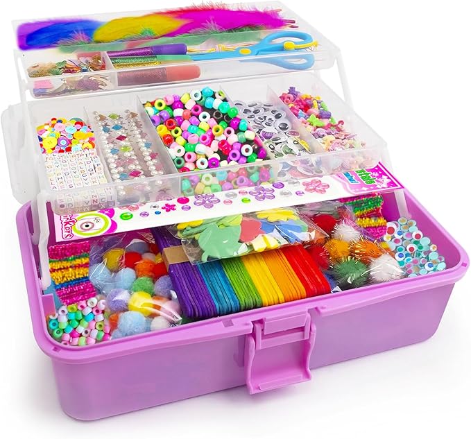 Itopstar 3000 Kids Arts and Crafts Supplies for Kids Crafting Supply in 3 Layered Plastic Art Box All in One Ages 8 9 10 11 & 12 Year Old Girls & Boys Crafting Supply Set