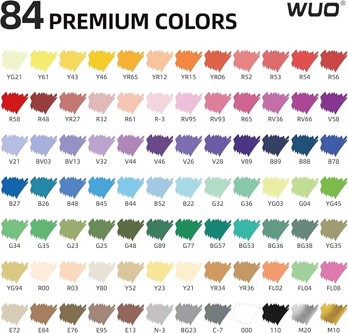 WUO 84 Colors Acrylic Paint Markers, High Opacity Automatic Ink Control Brush Tip Pens, Water-Based No-Bleed Markers for Rock, Canvas, Wood, Glass, Ceramic, and DIY Art Supplies