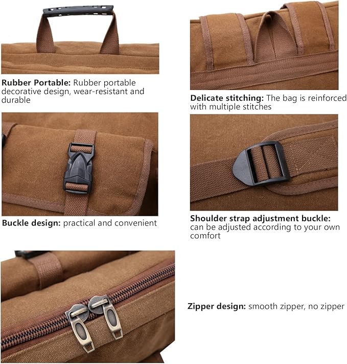 Walfront Art Portfolio Artist Backpack Coffee Canvas Artist Portfolio Carry Case Storage Backpack, Art Supply Tote Bag with Handheld Strap Multi-functional Sketching Drawing Painting Portfolio, 4K