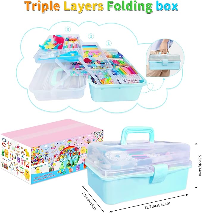 Itopstar 3000+ pcs Arts and Crafts Supplies for Kids | Craft Kit Box for Kids Age 4-5, 4-8, 6-8, 8-12 | Craft Supplies & Materials Crafts Set Toys Art Box Gifts