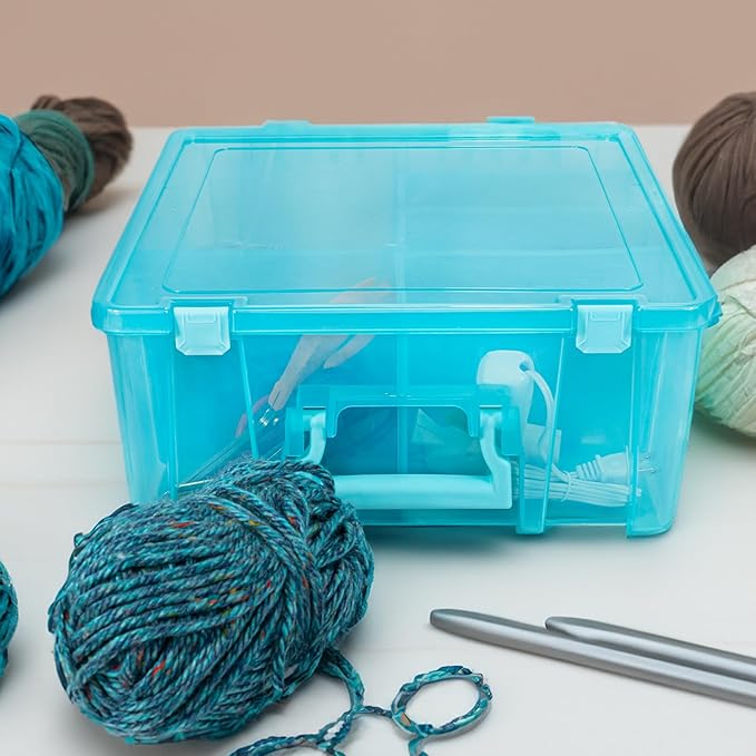 ArtBin 6990AA Super Satchel Double Deep Compartment Box - Art Storage with 8 Removable Compartments, Smart Closure for Craft Supplies (Aqua Mist- Pack of 1)