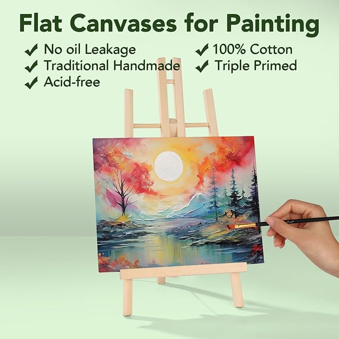 ESRICH 8x10 Canvas for Painting, 8x10 Inch Value Pack of 50, Canvas Boards for Painting, Painting Canvas for Adult & Kids-Cotton Primed Blank Canvas Panels for Oil, Watercolor, Acrylic, Tempera.