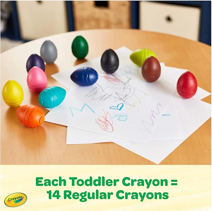 Crayola Large Egg Crayons (12ct), Jumbo Washable Crayons for Toddlers, Spring Craft Supplies, Small Egg Gift, Ages 1+