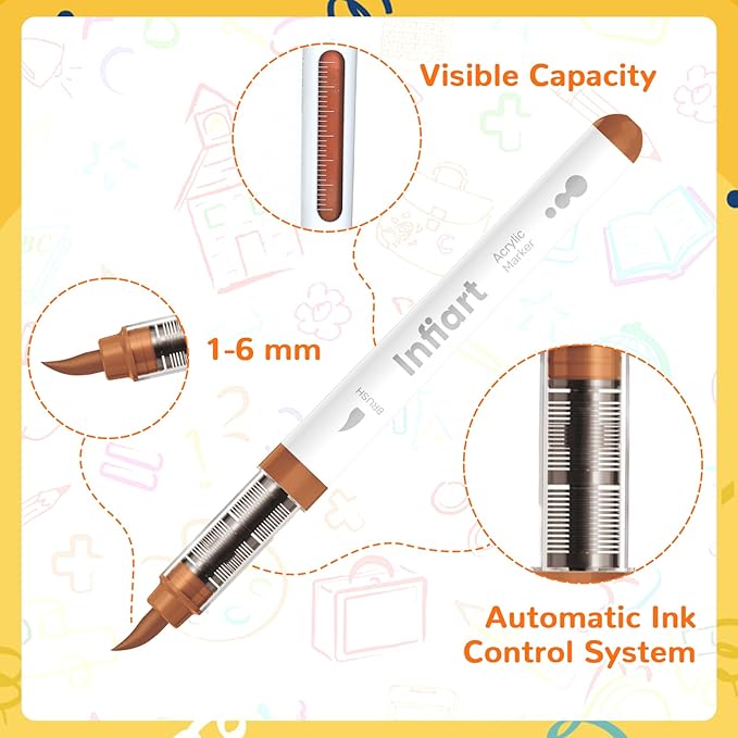 288 Colors Acrylic Paint Markers Brush Tip, Automatic Ink Control Acrylic Paint Pens Waterproof Acrylic Markers Set for Holiday Decorations, Stone, Wood, Glass, DIY & Art Supplies