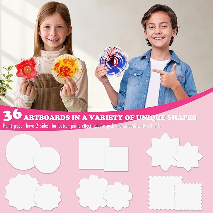 Spin Art Machine for Kids - Paint Spinner Art Craft Kit with 36 Artboards & 7 Colors - Arts and Crafts Painting Set for Boys Girls Ages 4-12, Birthday Easter Gifts for 6 7 8 9 10 Year Old（Pink）