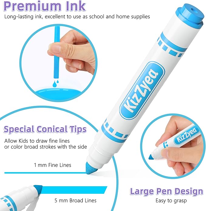 KIZZYEA Washable Markers Bulk for Kids, 320 Count, 16 Assorted Colors, Broad Line Coloring Markers for School, Classroom Supplies for Teachers, Student Art Supplies & Back to School Crafts