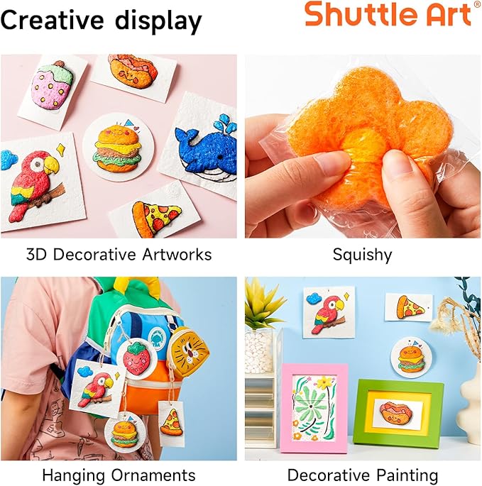 Shuttle Art 68 Pcs Magic Foam Texture Painting Refill Paper Kit - 60 Sheets of Upgraded Foam Texture Paper for a Magical 3D Effect