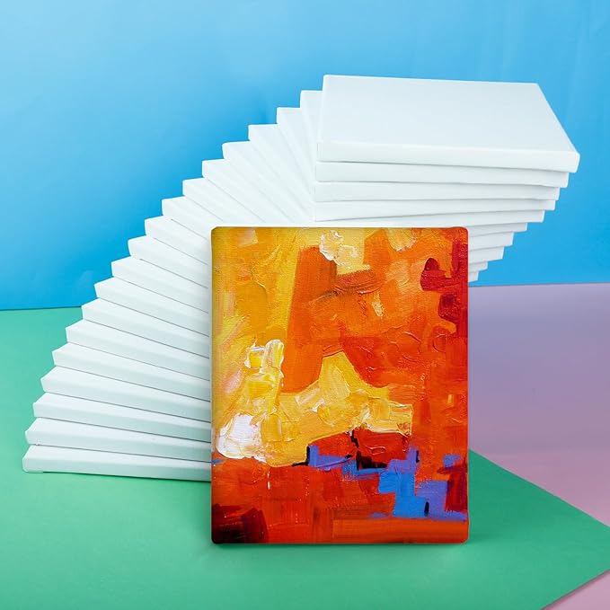 ESRICH 40Pack Stretched Canvas for Painting 8x10, Blank White Canvases for Painting - Primed Cotton, Art Canvases for Oil, Acrylic & Watercolor Paint.