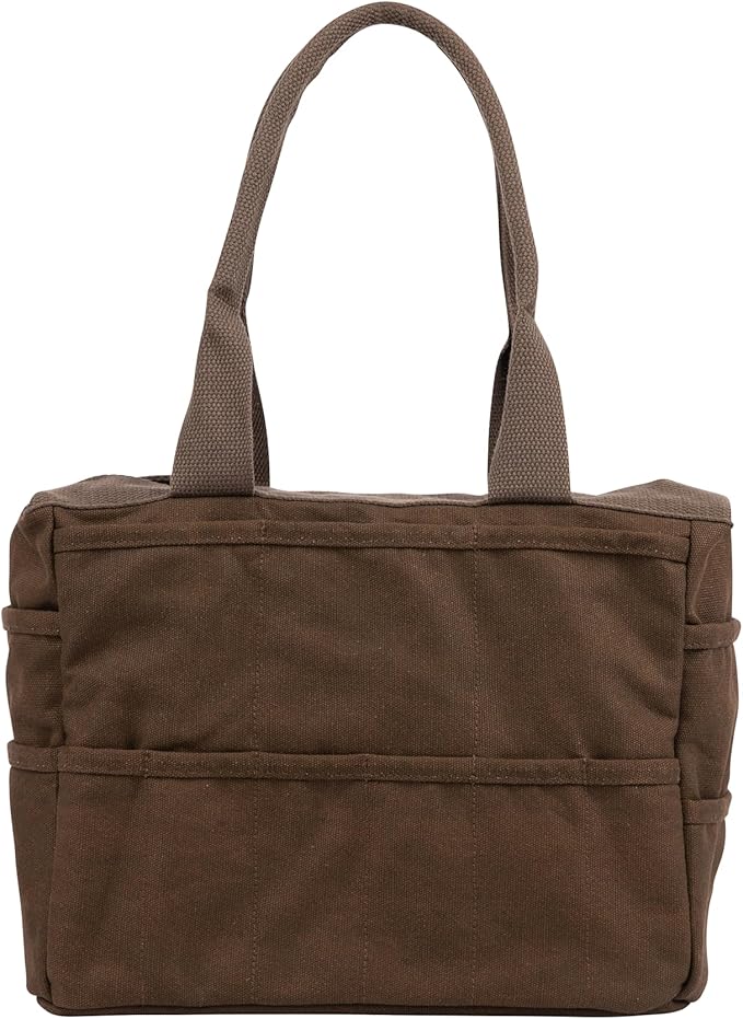 Soolla Studio Bag: Pottery Tool Bag & Craft Storage, Art Supply Organizer, Washable Tote, Knitting Yarn, Crochet Projects, 30 Pockets, 20+ Canvas Colors, Gift For Artists & Teachers (Coffee Bean)