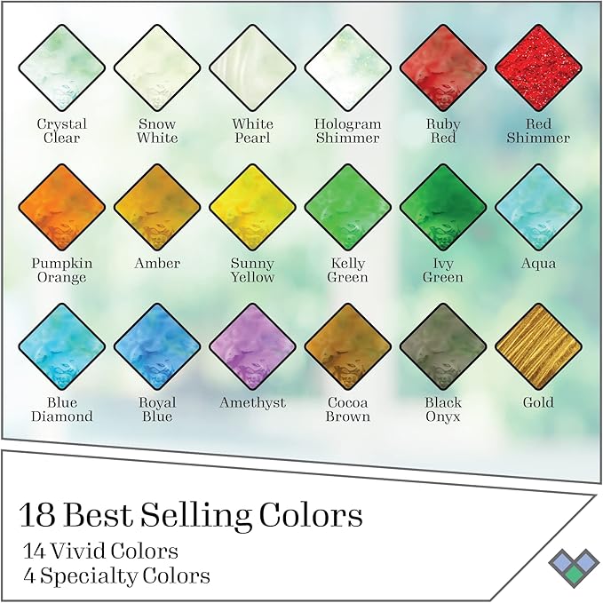 Gallery Glass Window Acrylic Craft Paint Set Formulated to be Non-Toxic, Perfect for Beginners and Artists, Eighteen Bottles, 2 Ounce, Assorted Colors 1