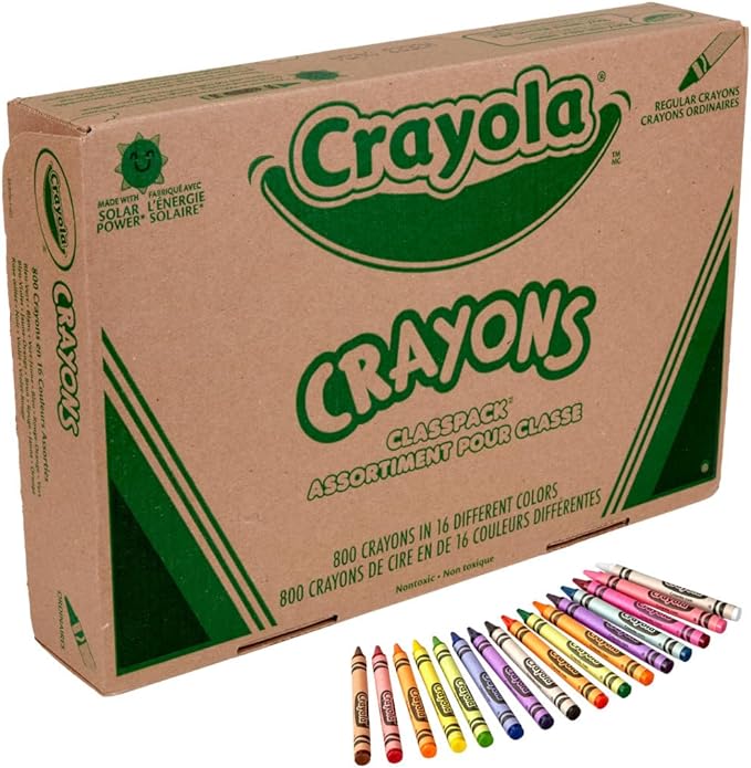 Crayola Bulk Crayon Classpack - 800ct (16 Colors), Bulk Teacher Supplies & Classroom Essentials for School, Arts & Crafts Crayons for Kids, Ages 3, 4, 5