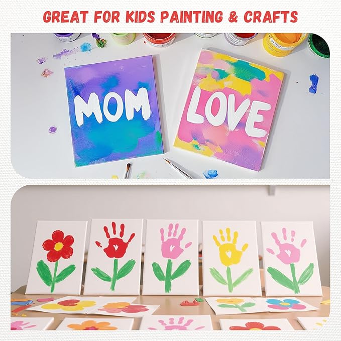 Simetufy 64 Pack 5x7 inch Flat Canvas Boards for Kids Painting, Small Canvas Panels Blank- Gesso Primed Acid-Free 100% Cotton for Acrylics Oil Watercolor Tempera Paints