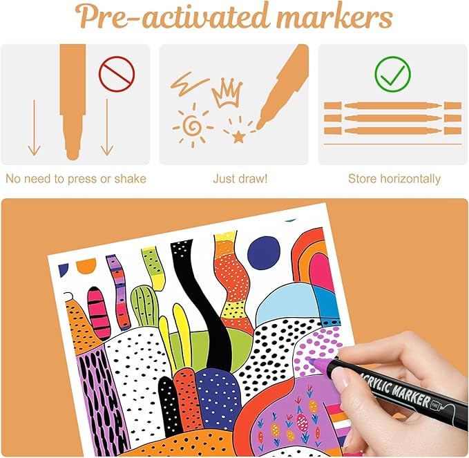 nauets 12 Colors Acrylic Paint Markers, Premium Dot & Fine Dual Tip Acrylic Paint Pens for Rock, Wood, Fabric, Canvas, Glass, Paper, Ceramic, Scrapbook, Vision Board and DIY Crafts Supplies Art Gifts