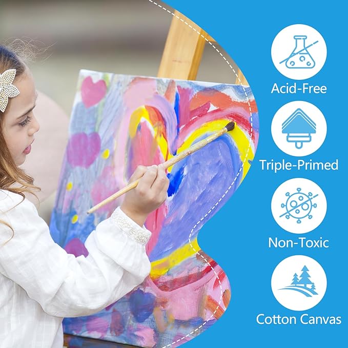 ESRICH Stretched Canvas for Painting 5x7, 48 Pack Small Canvases for Painting 5/8" Profile Primed Acid-Free Blank Painting Canvas for Kids & Artists for Decorations, Painting Parties.