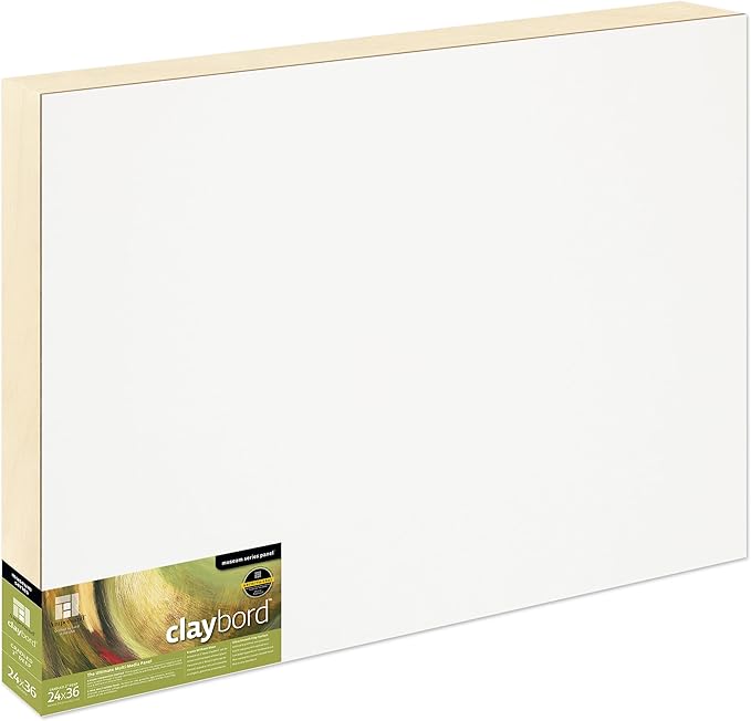 Ampersand Art Supply Claybord | 24" x 36" | 2" Cradled Profile | Kaolin Clay Painting Panel for Acrylic, Ink, Watercolor & Mixed Media | Canvas & Paper Alternative
