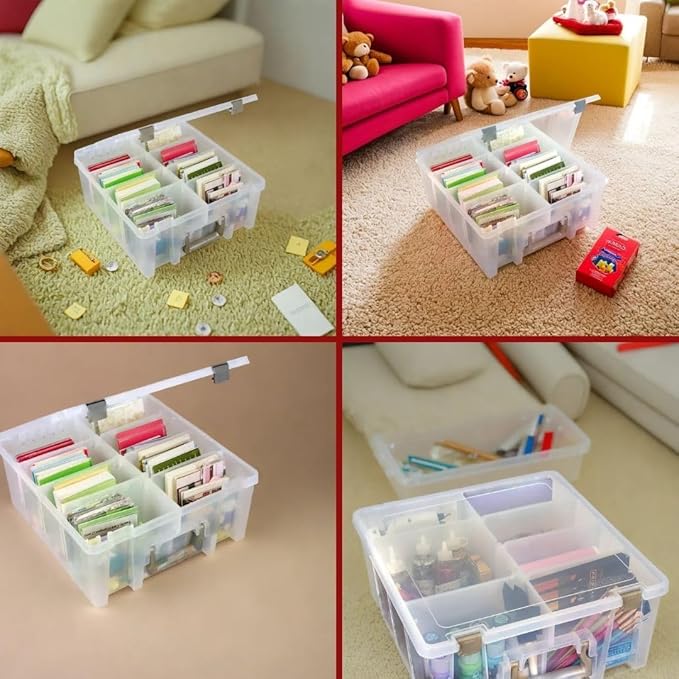 ArtBin 6990AB Super Satchel Double Deep Compartment Box - Art Storage with 8 Removable Compartments, Smart Closure for Craft Supplies (Gold- Pack of 1)