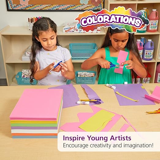 Colorations Construction Paper for Kids - 7 Colors - 3600 Bulk Sheets of 9X12 - Assorted Pack of Heavy-Duty Craft Paper