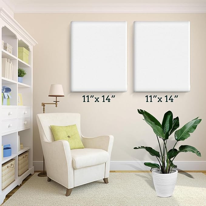 ESRICH Stretched Canvas for Painting 11x14 Inch, 36 Pack Blank Canvas -5/8 in Profile Primed Cotton White Canvases for Painting for Oil & Acrylic Paint
