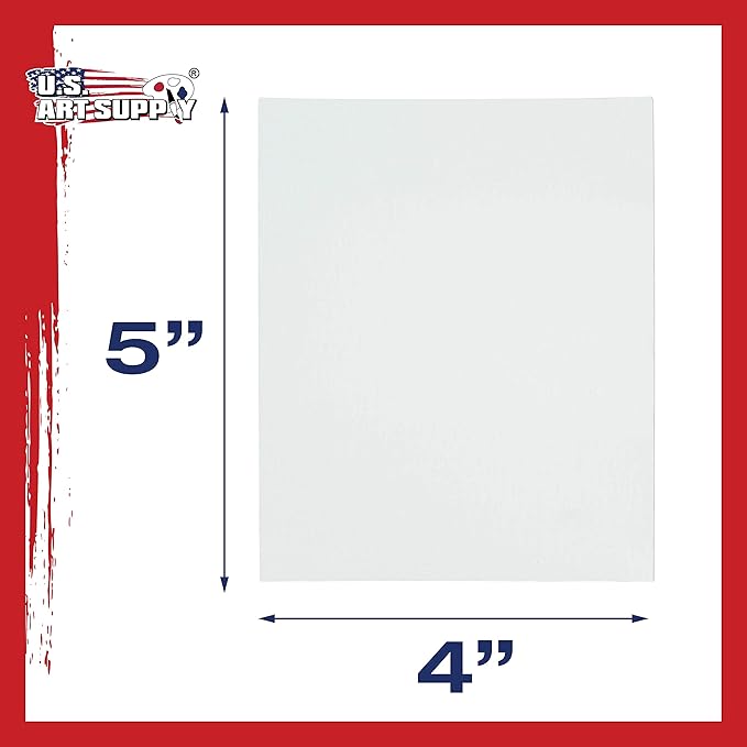 U.S. Art Supply 4 X 5 Inch Art Canvas Board Panels 12 Pack - 8 Ounce Heavyweight Cotton Acid Free Canvases for Painting Acrylics and Watercolor (1 Case of 12 Single Canvas Painting Panels)
