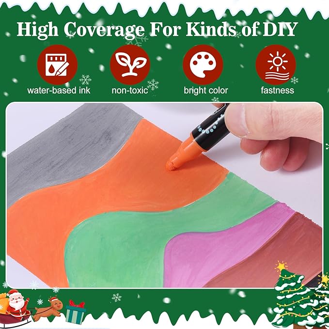 nauets 120 Colors Waterproof Dual Tip Acrylic Paint Pens, Dot & Fine Tip Premium Coloring Drawing Markers Set for Wood, Rock, Canvas, Glass, Ceramic Surfaces and DIY Crafts Making Art Supplies
