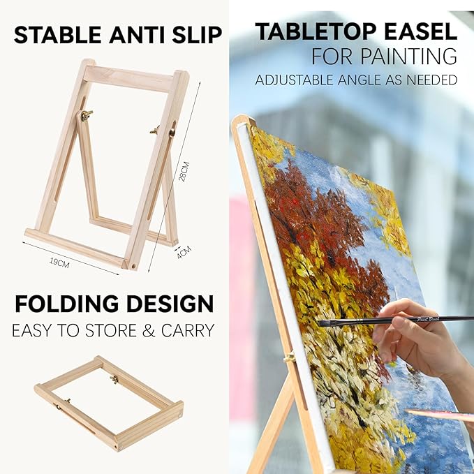 koseibal Acrylic Paint Set for Adults & Kids - 37PCS Art Painting Supplies Kit with 18 Colors Acrylic Paint, 8 Paint Brushes,6 Canvas Panels, Wooden Easel,Palette, Painting Pad