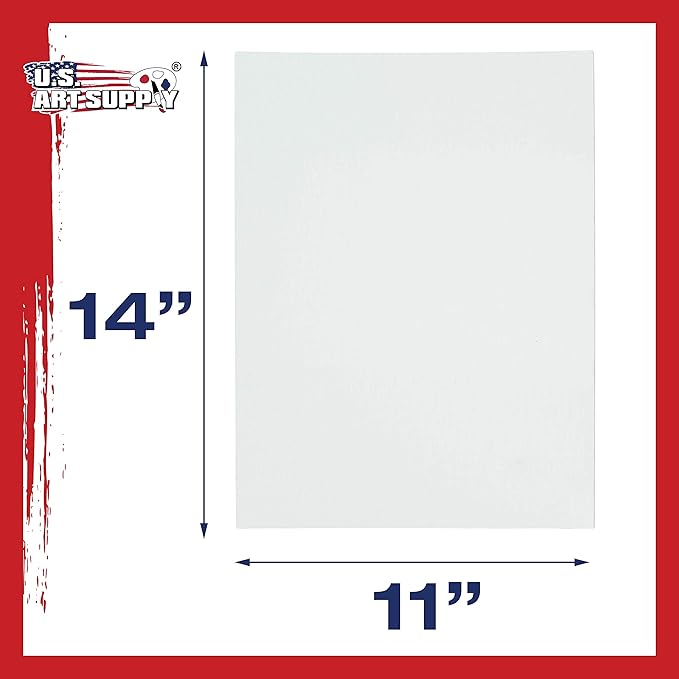 U.S. Art Supply 11 X 14 Inch Art Canvas Board Panels 24 Pack - 8 Ounce Heavyweight Cotton Acid Free Canvases for Painting Acrylics and Watercolor (1 Case of 24 Single Canvas Painting Panels)