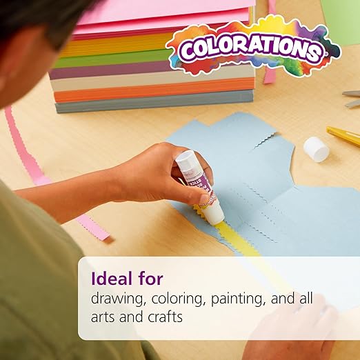 Colorations Construction Paper for Kids - 7 Bright Colors - 600 Bulk Sheets of 9"X12" - Assorted Pack of Heavy-Duty Craft Paper, Bulk School Supplies