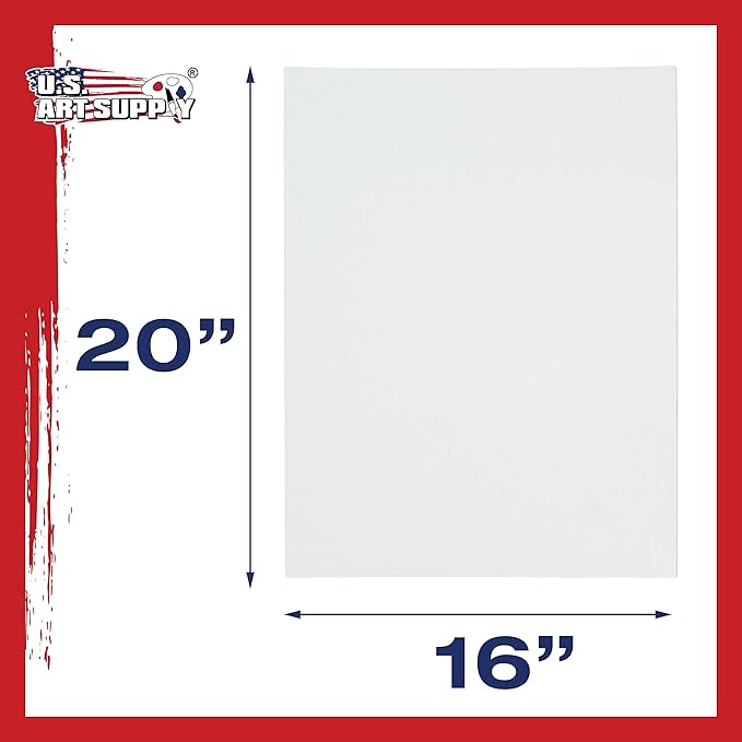 U.S. Art Supply 16 X 20 Inch Art Canvas Board Panels 12 Pack - 8 Ounce Heavyweight Cotton Acid Free Canvases for Painting Acrylics and Watercolor (1 Case of 12 Single Canvas Painting Panels)