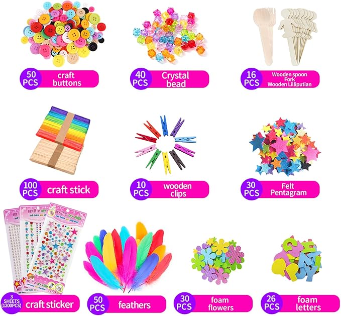 Itopstar 3000+ pcs Arts and Crafts Supplies for Kids | Craft Kit Box for Kids Age 4-5, 4-8, 6-8, 8-12 | Craft Supplies & Materials Crafts Set Toys Art Box Gifts