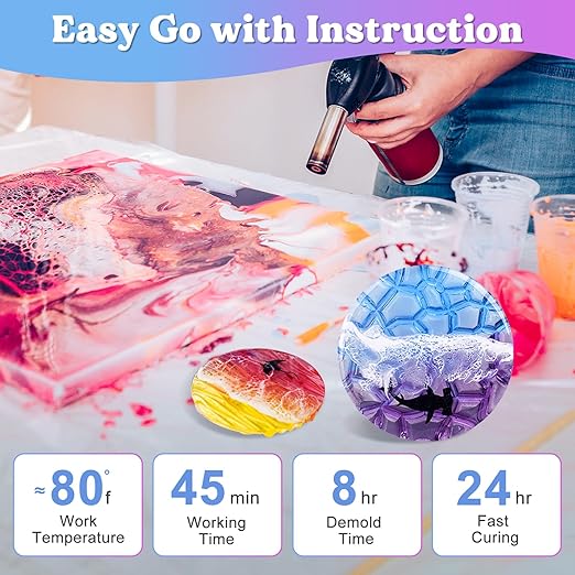 LET'S RESIN 1 Gallon Epoxy Resin Kit with Color Pigment, Crystal Clear & No Bubble Epoxy Kit, Not Yellowing & Low Odor Casting Resin for Art, Craft, Jewelry, River Table